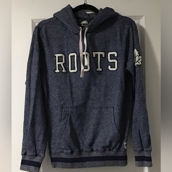Navy Blue Maple Leaf Roots Hoodie - Picture 1 of 4